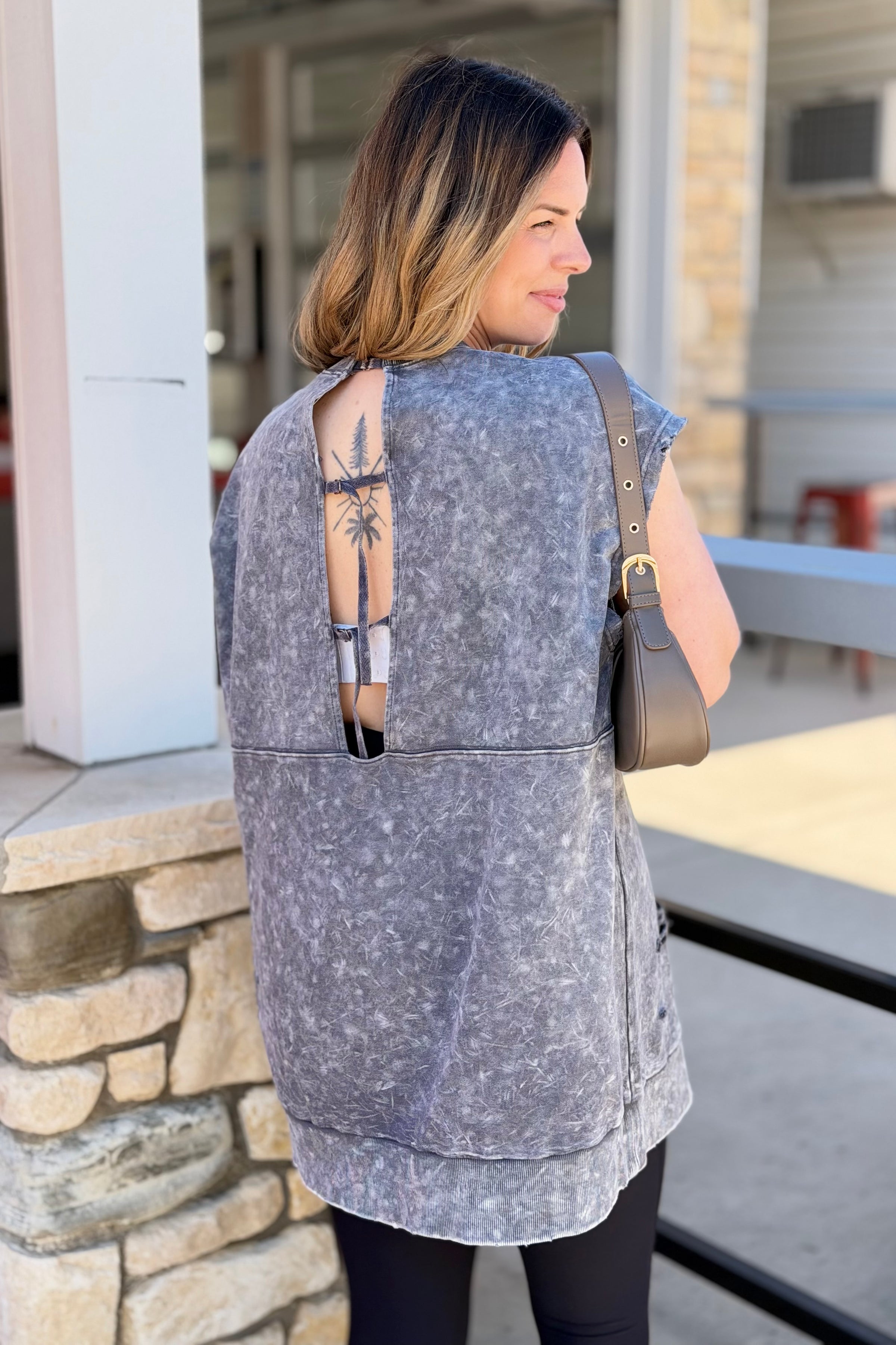Sleeveless Rugged Edge Top - Washed Army