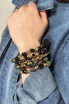 7 Strand Multi Bead Stretch Bracelet - Black