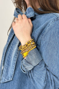 12 Layered Stretch Bracelet Set - Canary