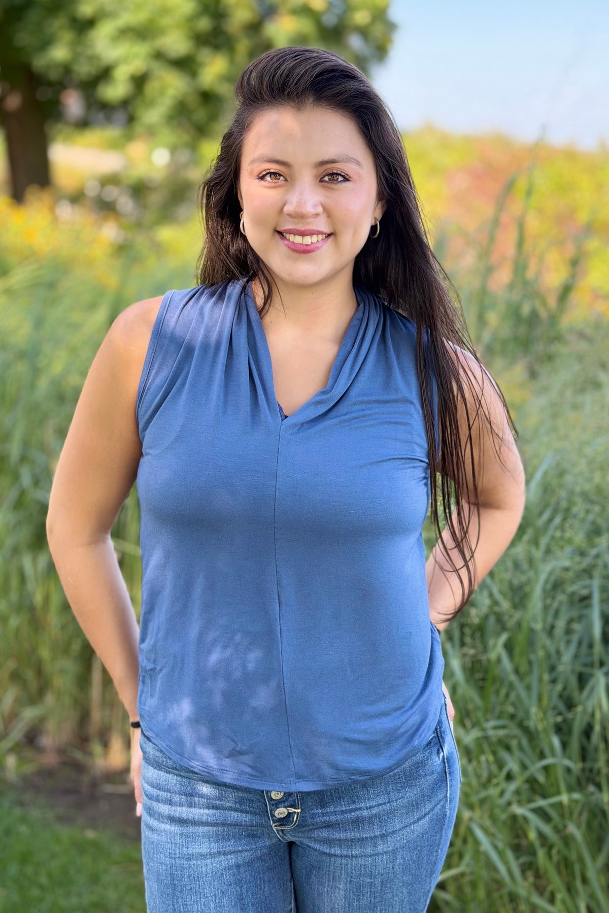 Bamboo Sleeveless Top - Blue