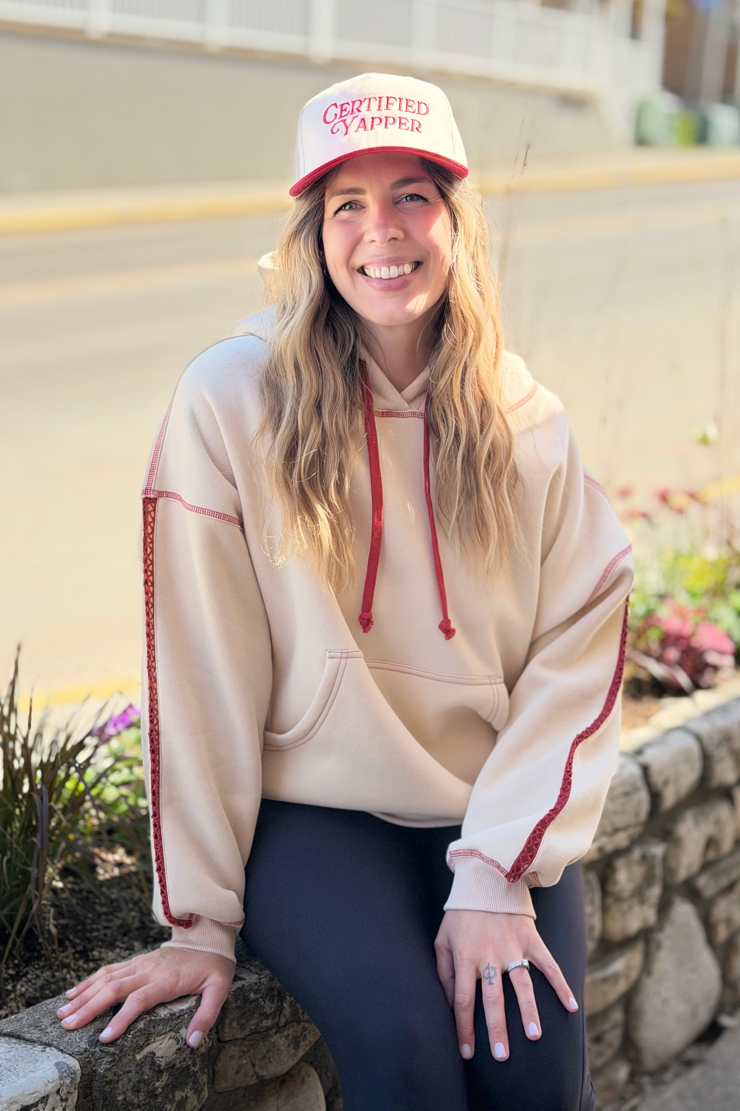 Contrast Stitch Hoodie - Oat