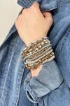12 Layered Mixed Bracelet Set - Grey