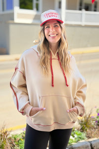 Contrast Stitch Hoodie - Oat