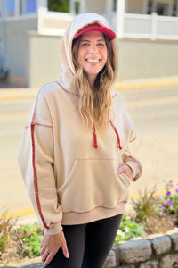 Contrast Stitch Hoodie - Oat