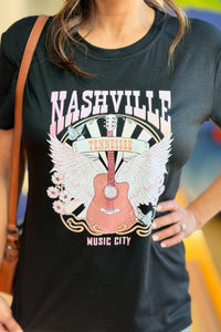 Nashville Guitar Graphic Tee - Black