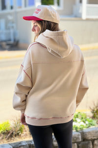 Contrast Stitch Hoodie - Oat