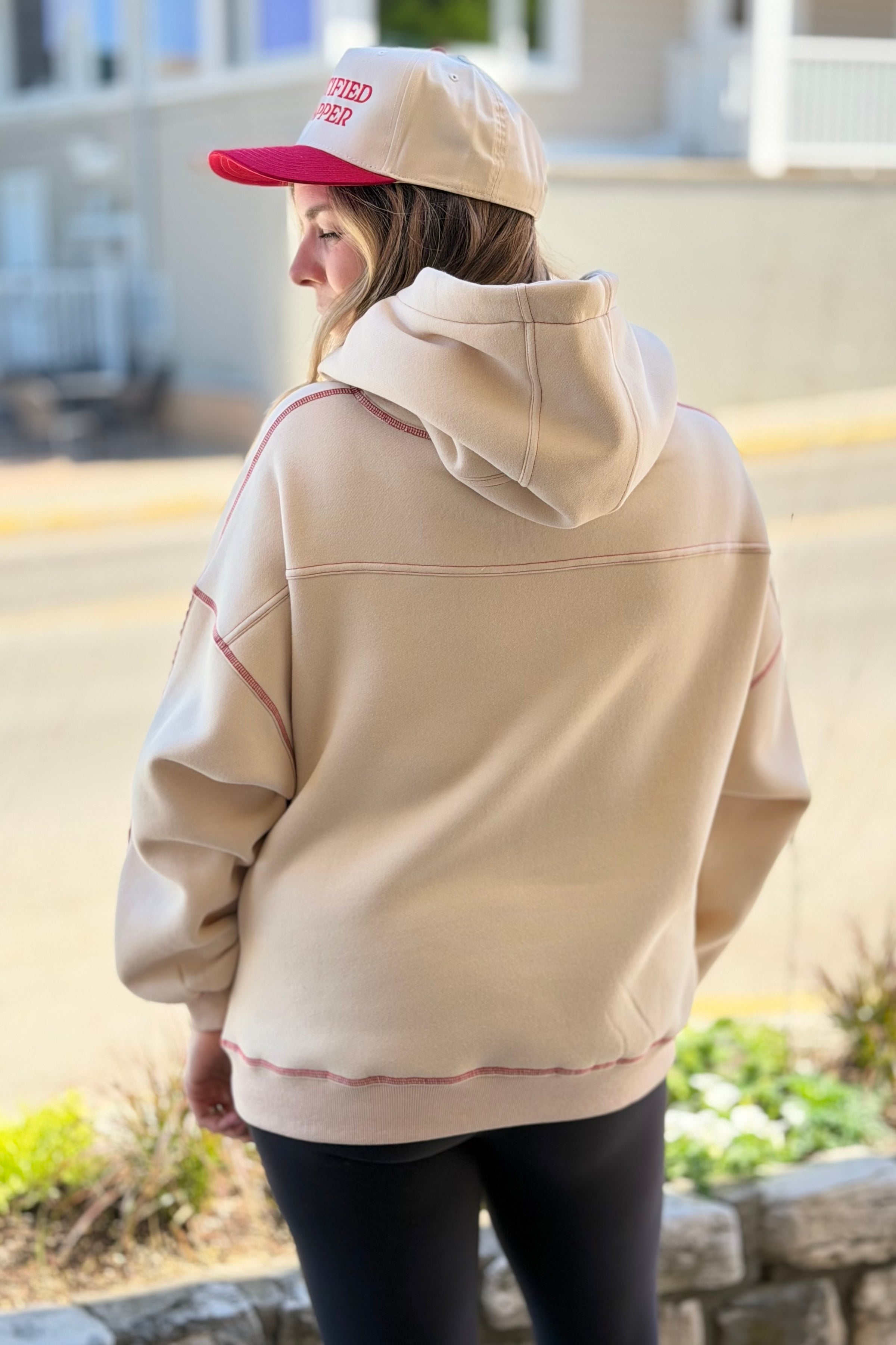 Contrast Stitch Hoodie - Oat
