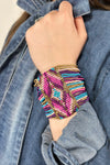 Southwestern Seed Bead Stretch Bracelet - Fuchsia