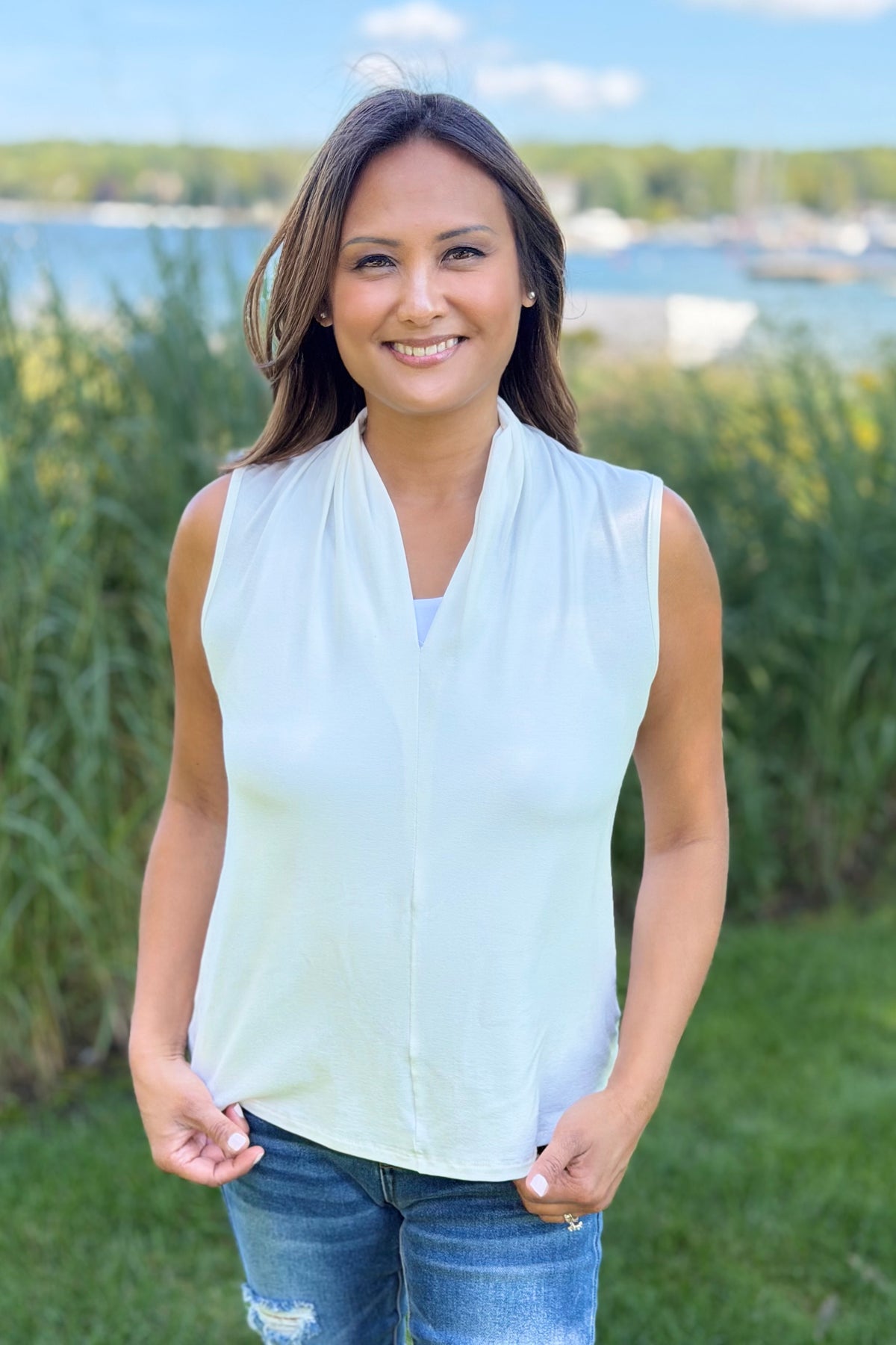 Bamboo Sleeveless Top - Ivory