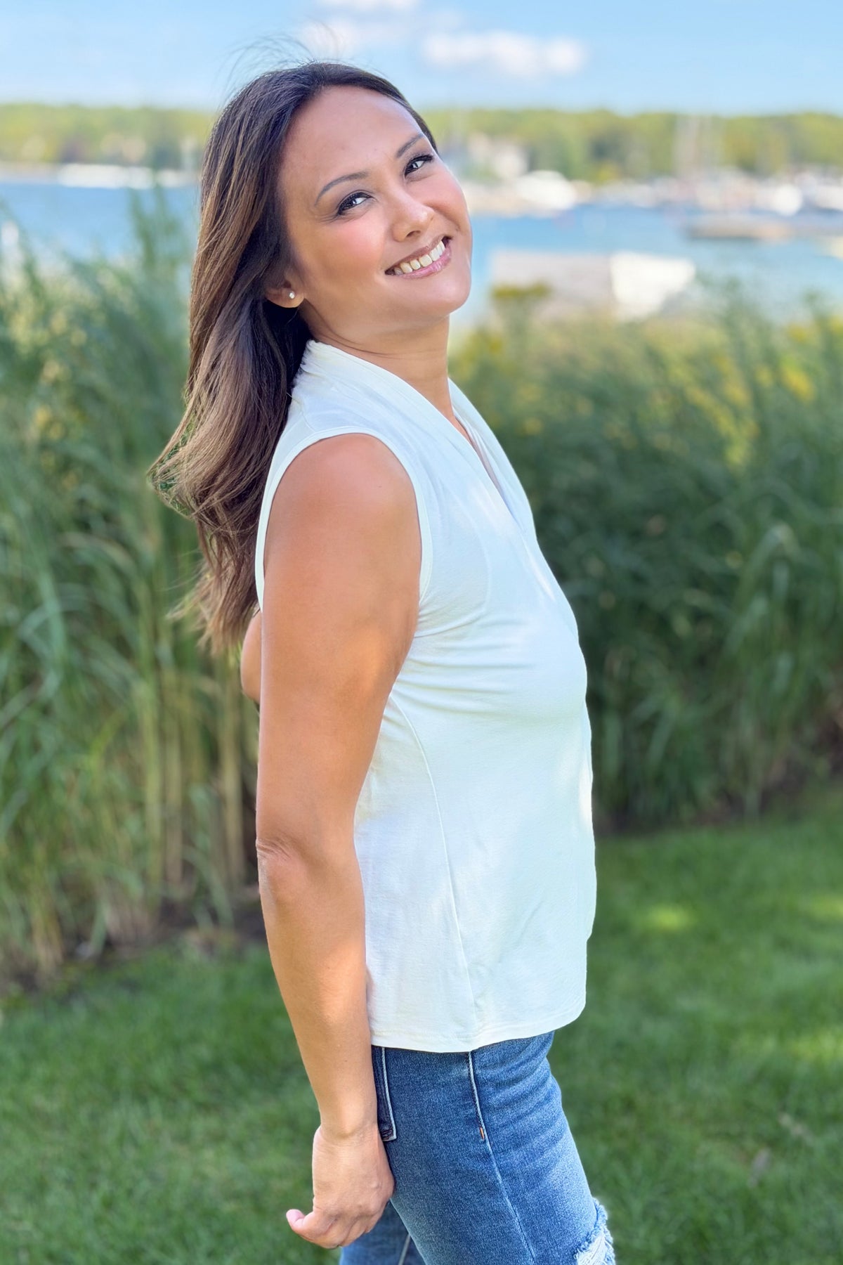 Bamboo Sleeveless Top - Ivory