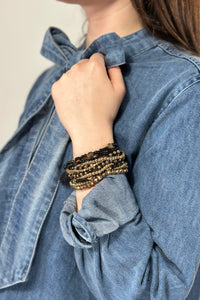 12 Layered Stretch Bracelet Set - Black