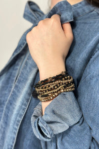 12 Layered Stretch Bracelet Set - Black