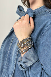 9 Set Stackable Stretch Bracelet - Silver