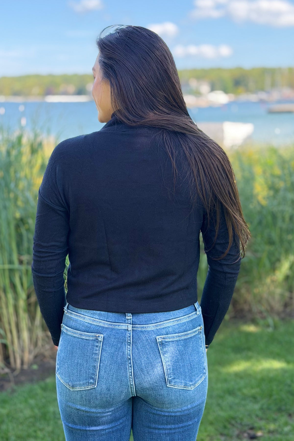 Brushed Cowl Neck Top - Black