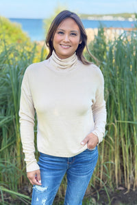 Brushed Cowl Neck Top - Taupe