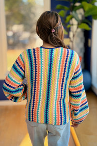 Color Striped Knitted Loose Cardigan
