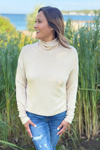 Brushed Cowl Neck Top - Taupe