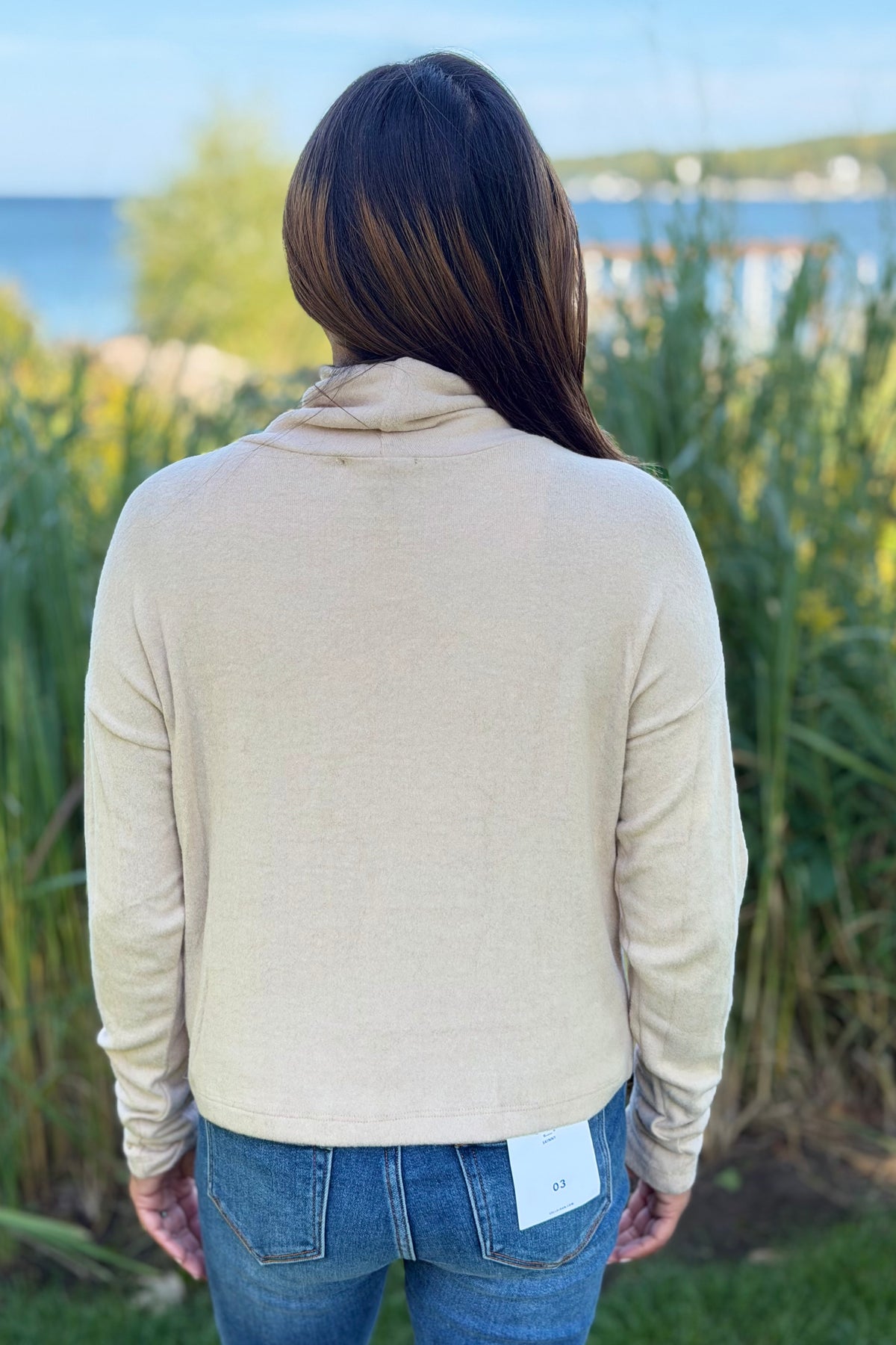 Brushed Cowl Neck Top - Taupe