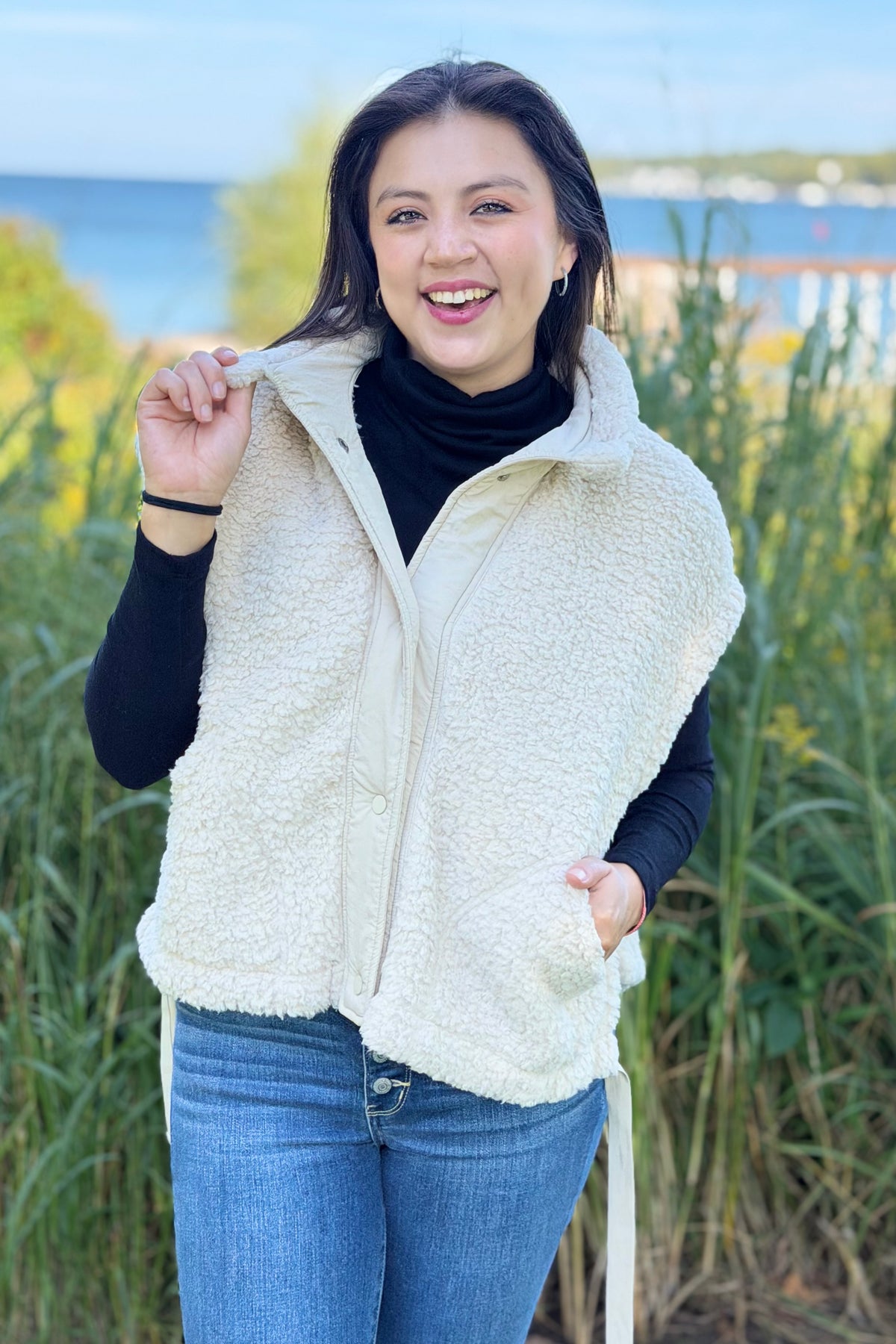 Oversized Faux Fur Coat - Sand