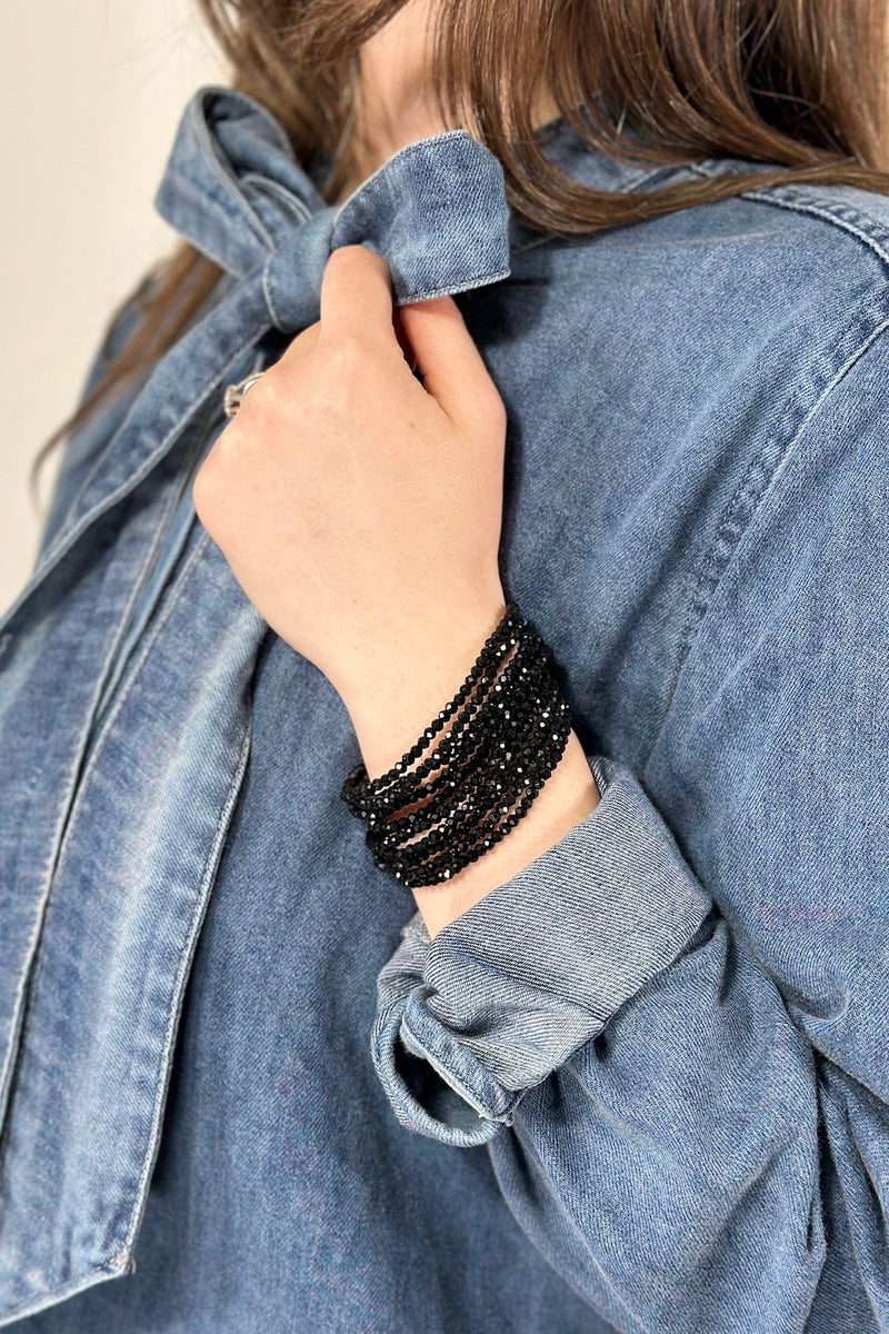 10 Piece Stackable Boho Bracelet - Black