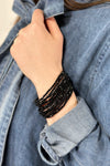 10 Piece Stackable Boho Bracelet - Black