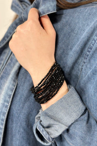 10 Piece Stackable Boho Bracelet - Black