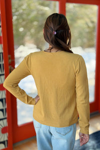 Asymmetric Button Closure Cardigan - Mustard