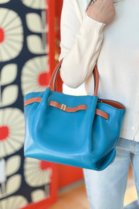 Teri Tote & Crossbody - Teal Camel