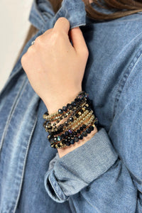 9 Set Stackable Stretch Bracelet - Black