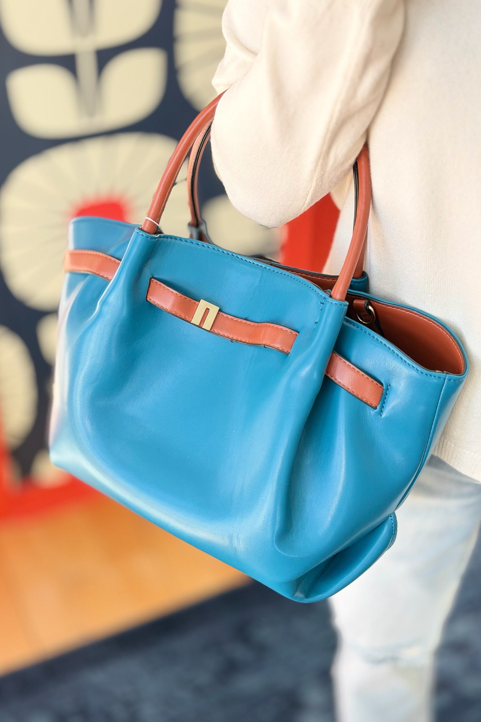 Teri Tote & Crossbody - Teal Camel