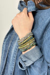 Glass Bead 9 Set Bracelet - Olive