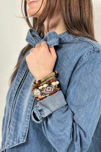 7- Strand Multi Shape Bracelet Set Brown