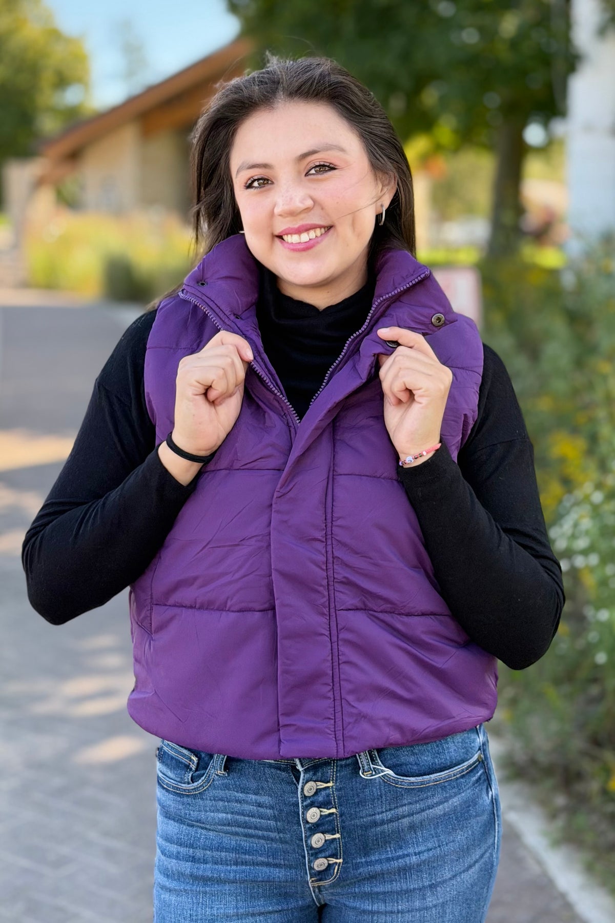 Short Down Vest - Dark Purple