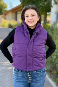 Short Down Vest - Dark Purple