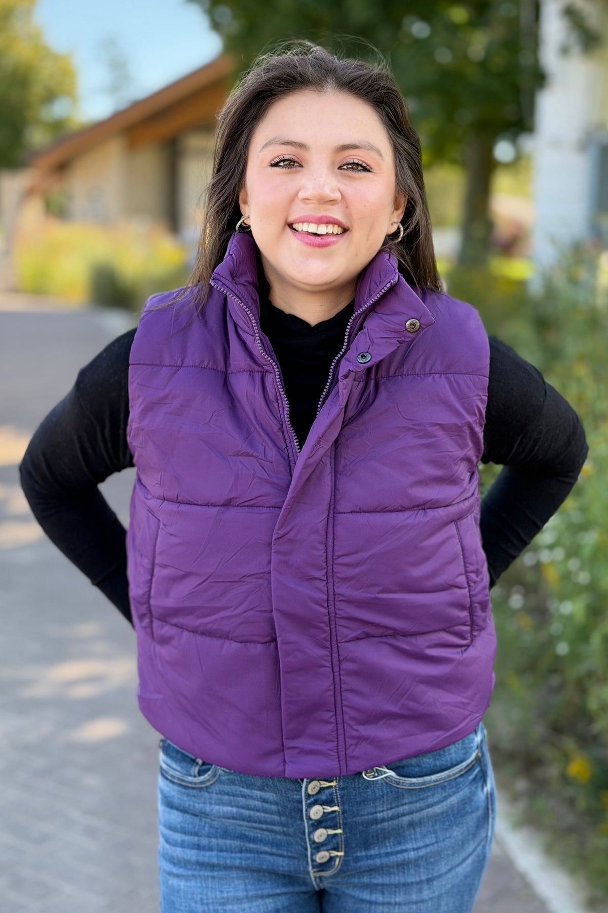 Short Down Vest - Dark Purple