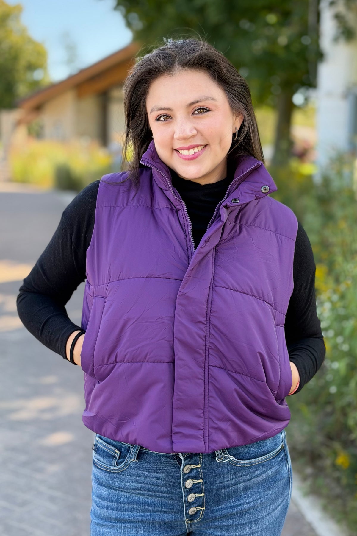 Short Down Vest - Dark Purple