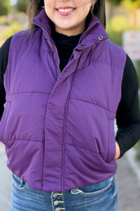 Short Down Vest - Dark Purple