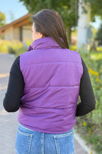 Short Down Vest - Dark Purple