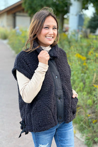 Oversized Faux Fur Coat - Black