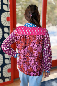 Patchwork Print Button-Down Shirt