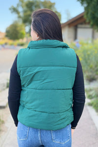 High Neck Puffer Vest - Hunter