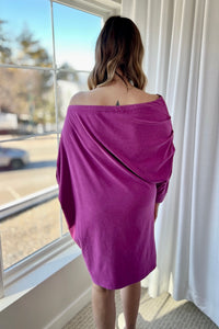 Off Shoulder Asymmetrical Tunic - Magenta