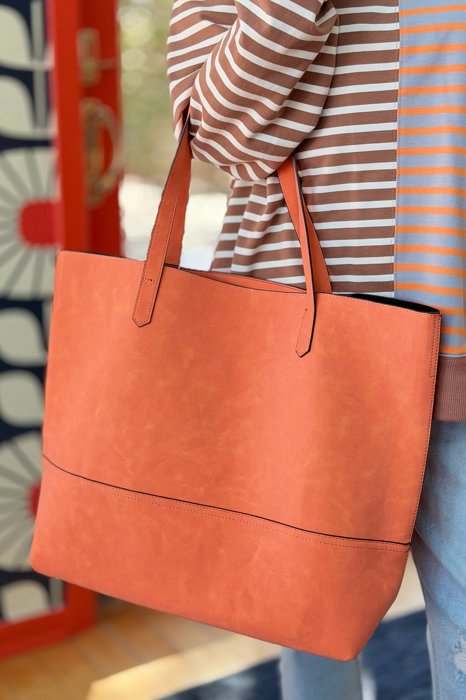 The Taylor Tote - Orange Suede
