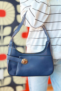 Andrea Structured Buckle Hobo - Navy