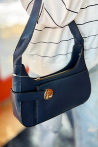 Andrea Structured Buckle Hobo - Navy