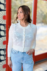 Cropped Knit Button Down Cardigan