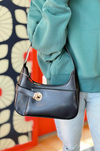 Andrea Structured Buckle Hobo - Black