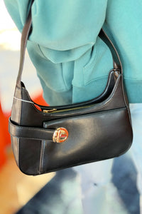 Andrea Structured Buckle Hobo - Black