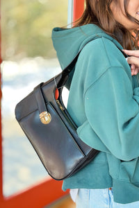 Andrea Structured Buckle Hobo - Black