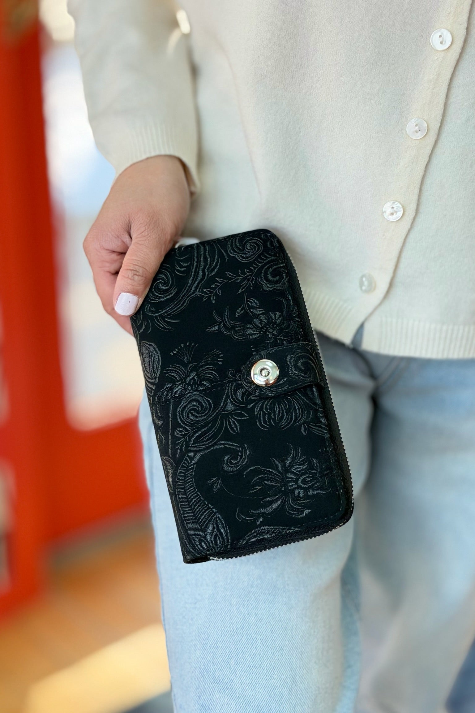 Eleanor Wallet - Black Paisley